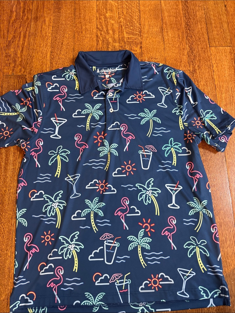 chubbies Navy Tropical Neon Icon Polo